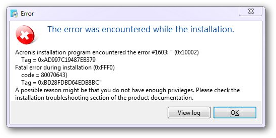 Kaspersky fatal error during installation